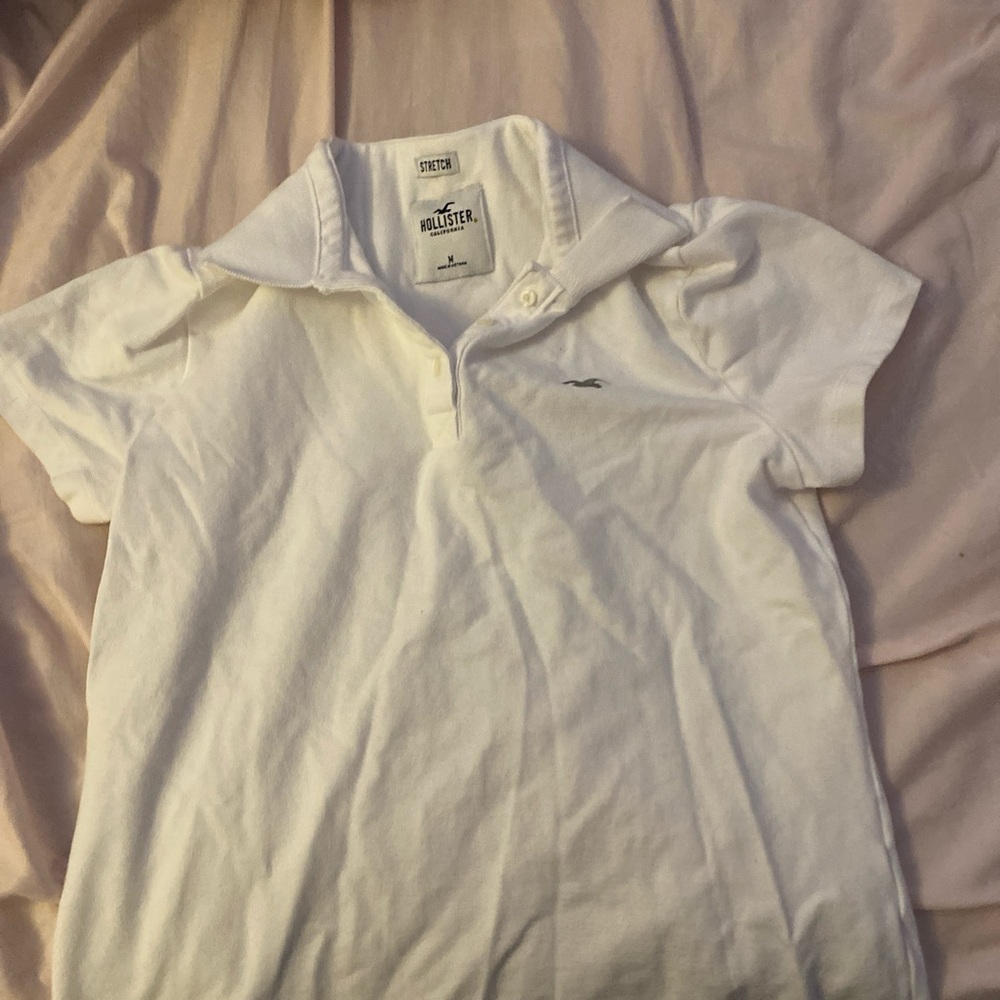 Hollister White Polo Shirt